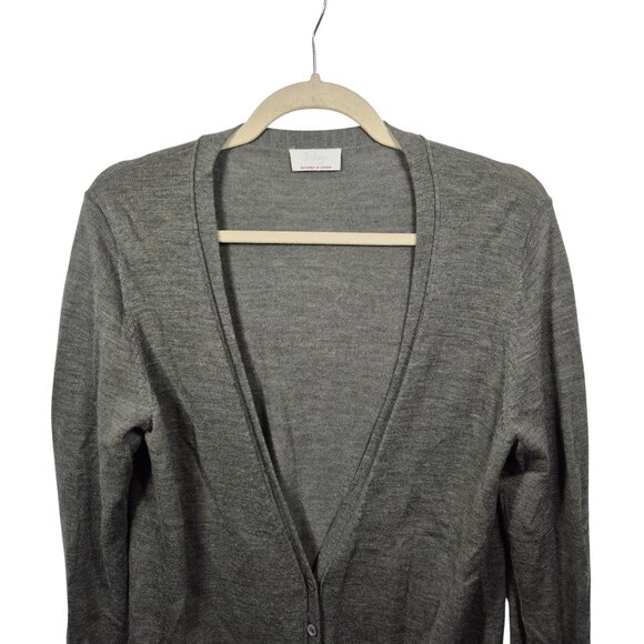 Wrap London Sweater Womens 10 Green Merino Wool Knit Cardigan Floral Lace Trim - Picture 4 of 10